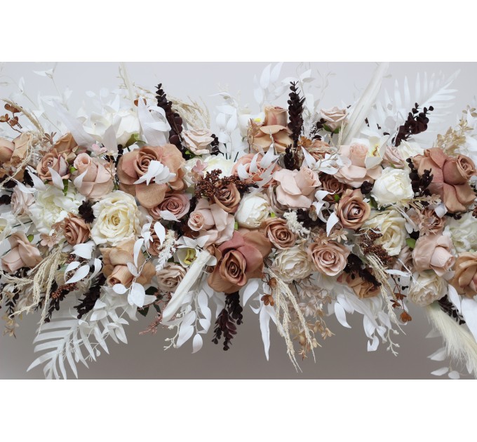 Flower Arch Arrangement in Beige, White & Brown | Faux Floral Archway for Wedding