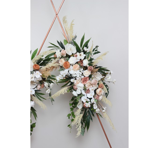 Pampas Grass & Orchid Flower Arch Arrangement | Boho & Beach Wedding Floral Archway