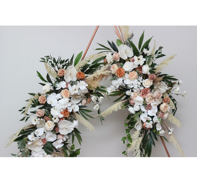 Pampas Grass & Orchid Flower Arch Arrangement | Boho & Beach Wedding Floral Archway