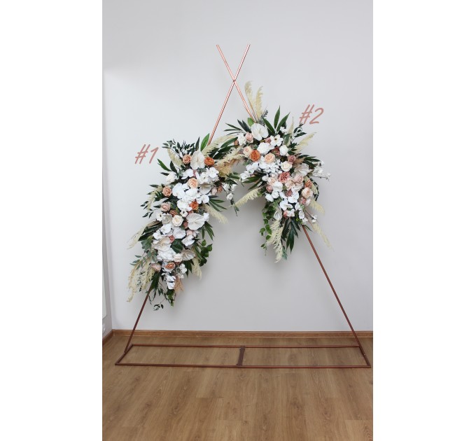 Pampas Grass & Orchid Flower Arch Arrangement | Boho & Beach Wedding Floral Archway