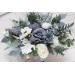 Wedding Bouquets in Dusty Blue & White | Cascading Bridal & Bridesmaid Faux Bouquets