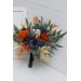 Wedding Bouquets in Rust, Blue & Ivory | Faux Bridal & Bridesmaid Bouquets