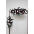 Flower Arch Arrangement in Burgundy, Ivory & Navy Blue | Faux Floral Archway for Wedding