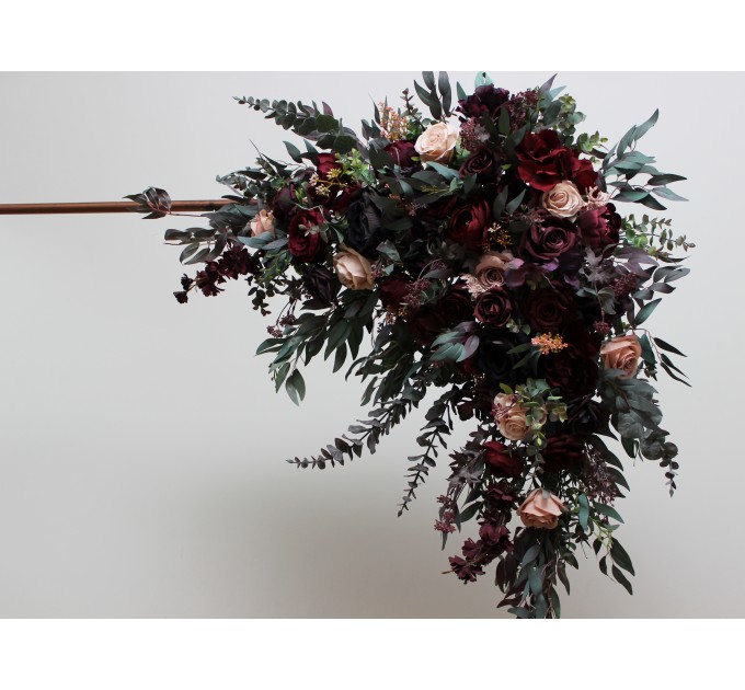 Flower Arch Arrangement in Purple, Burgundy & Beige | Faux Floral Archway for Wedding