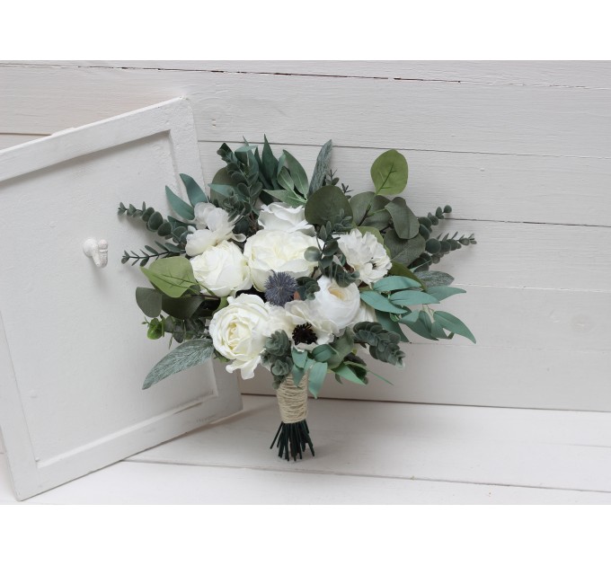 White & Ivory Wedding Bouquets | Anemone Bridal & Bridesmaid Faux Bouquets