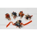 Wedding Boutonnieres & Wrist Corsage in Burnt Orange, Ivory & Navy Blue | Faux Flower Accessories