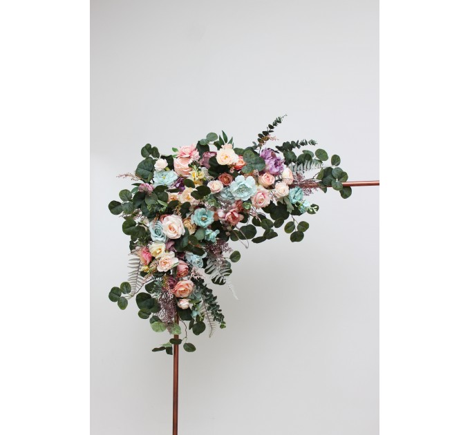 Flower Arch Arrangement in Pink, Turquoise & Yellow | Faux Floral Archway for Wedding