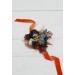 Wedding Boutonnieres & Wrist Corsage in Burnt Orange, Ivory & Navy Blue | Faux Flower Accessories