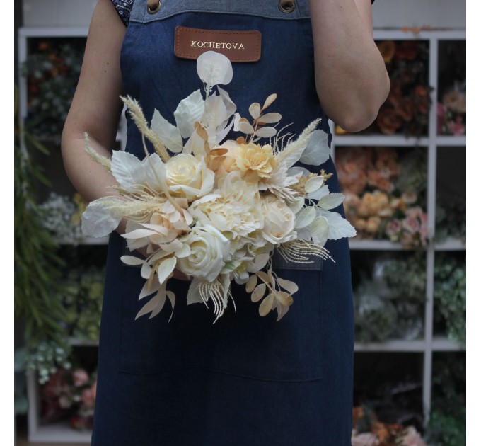 Wedding Bouquets in Champagne, Ivory & Cream | Faux Bridal & Bridesmaid Bouquets