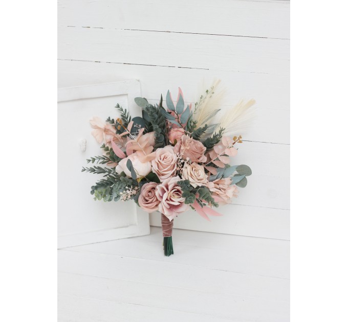 Wedding Bouquets in Beige & Blush Pink | Faux Bridal & Bridesmaid Bouquets
