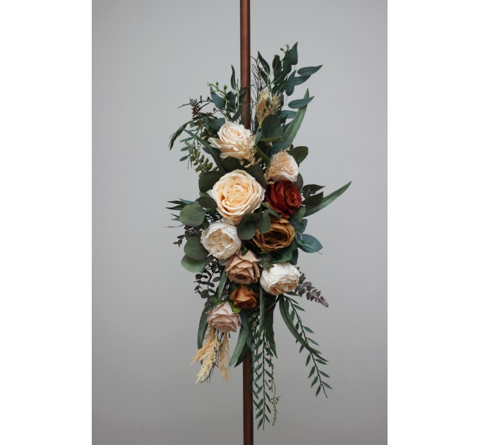 Flower Arch Arrangement in Rust, Brown & Ivory | Faux Arbor Flowers for Wedding Arch