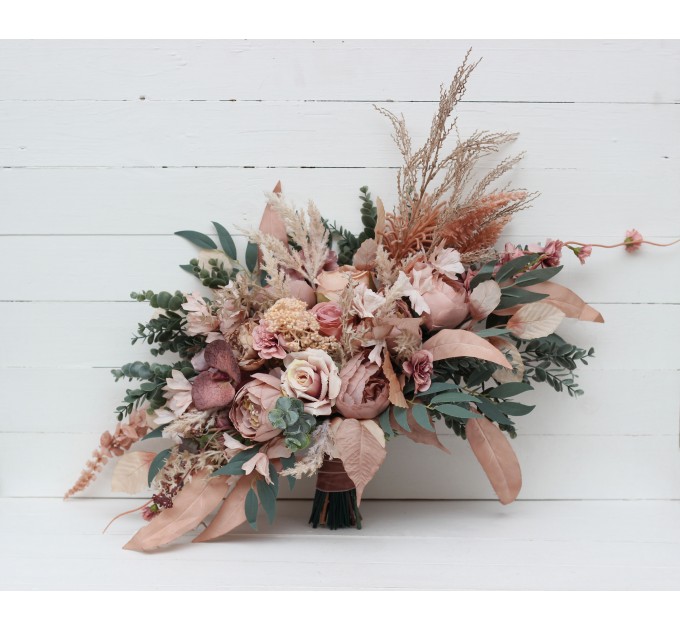 Wedding Bouquets in Dusty Rose & Blush Pink | Faux Bridal & Bridesmaid Bouquets