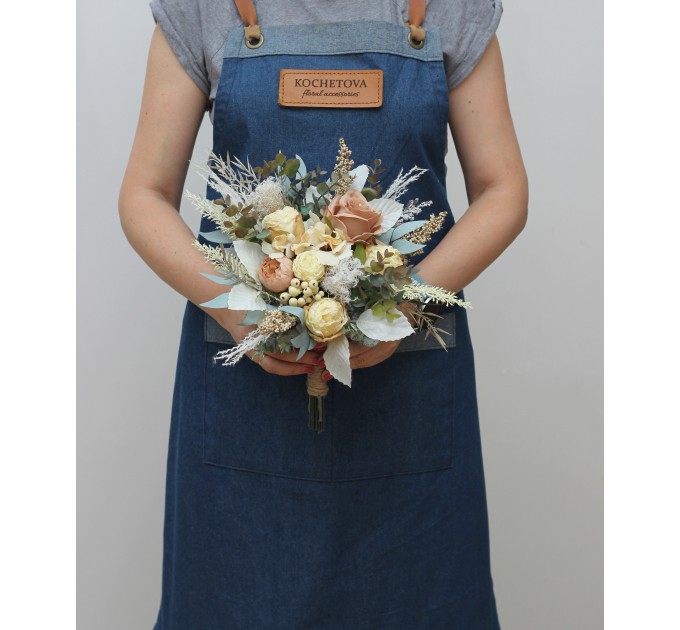 Wedding Bouquets in Champagne & Ivory | Faux Bridal & Bridesmaid Bouquets