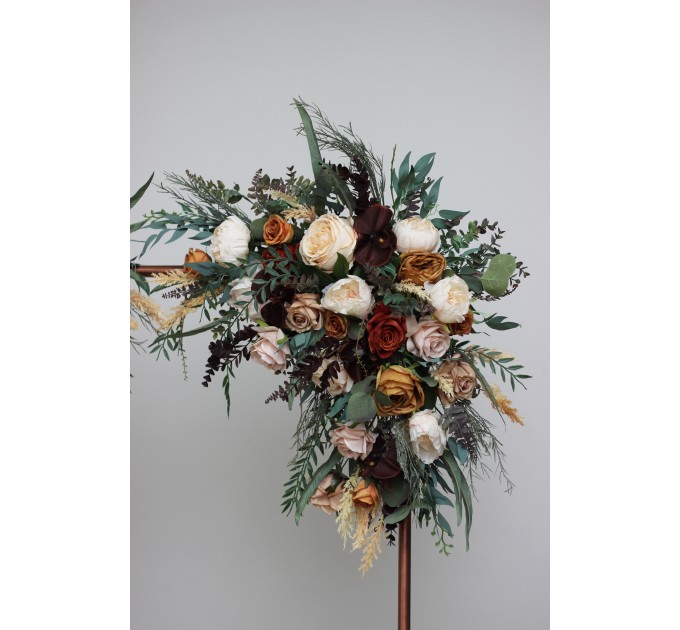 Flower Arch Arrangement in Rust, Brown & Ivory | Faux Arbor Flowers for Wedding Arch