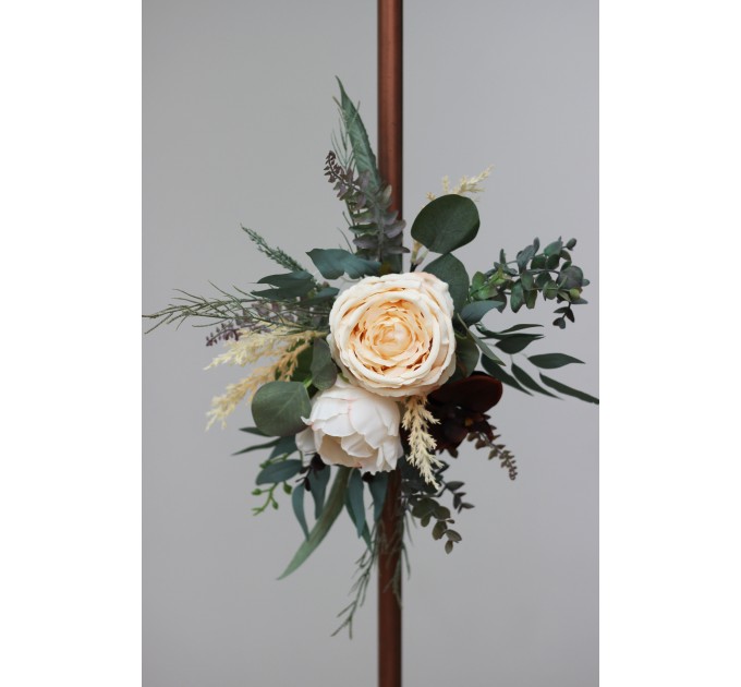 Flower Arch Arrangement in Rust, Brown & Ivory | Faux Arbor Flowers for Wedding Arch