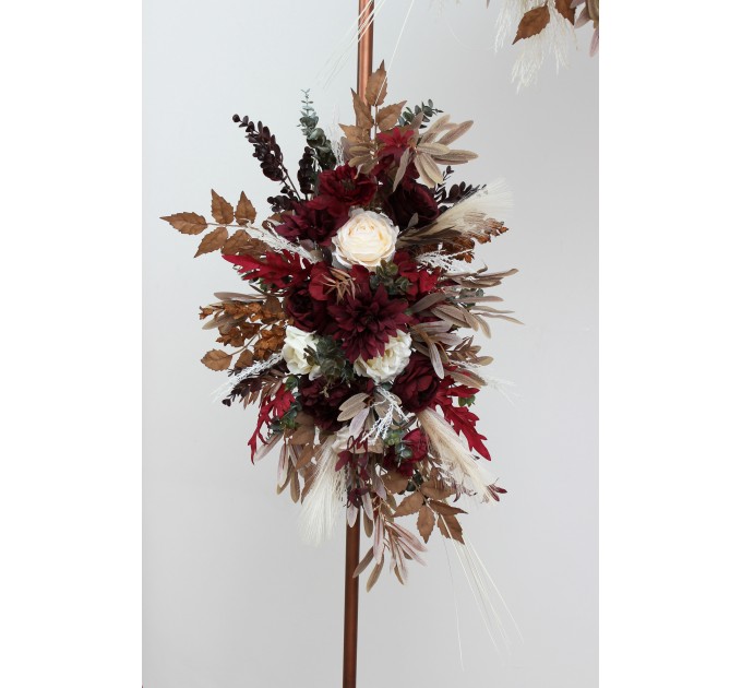Flower Arch Arrangement in Burgundy, Brown & Cream | Faux Floral Archway for Wedding