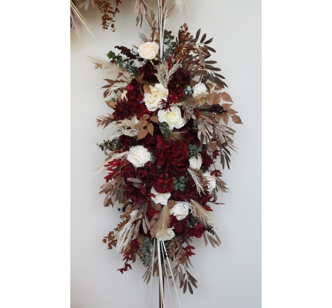 Flower Arch Arrangement in Burgundy, Brown & Cream | Faux Floral Archway for Wedding