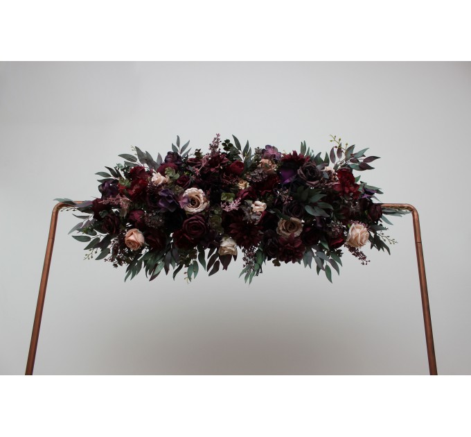 Flower Arch Arrangement in Purple, Burgundy & Beige | Faux Floral Archway for Wedding