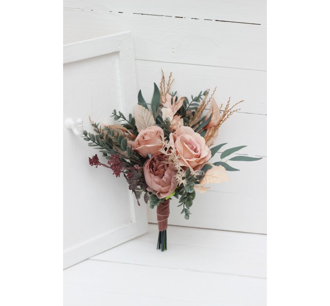 Wedding Bouquets in Dusty Rose & Blush Pink | Faux Bridal & Bridesmaid Bouquets