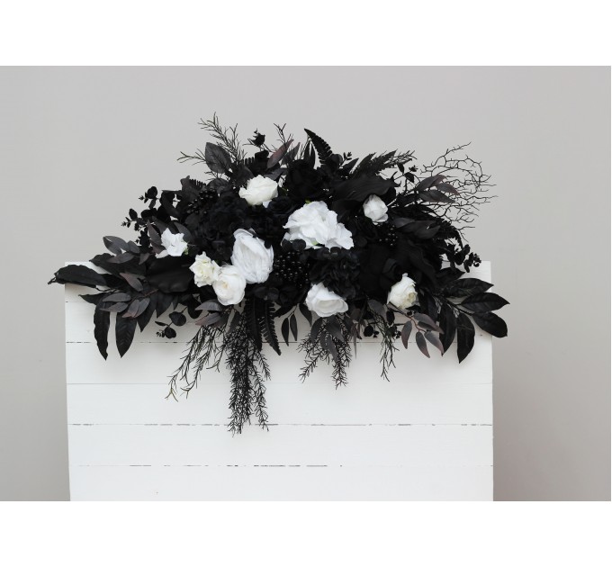 Flower Arch Arrangement in Black & White | Faux Floral Archway for Wedding