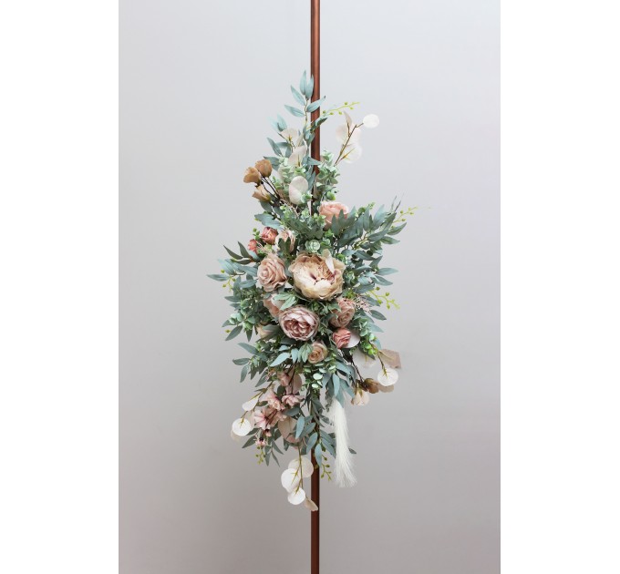 Flower Arch Arrangement in Beige & Blush Pink | Faux Floral Archway for Wedding