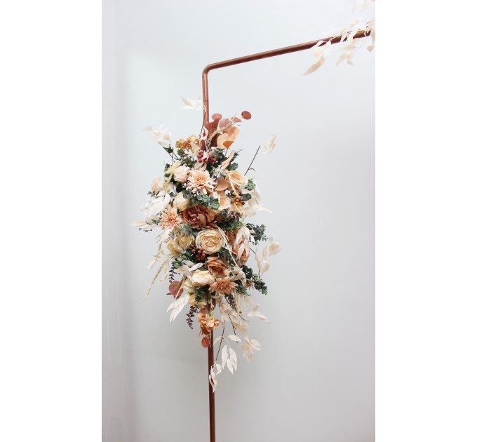 Flower Arch Arrangement in Orange, Rust & Peach | Faux Floral Archway for Wedding