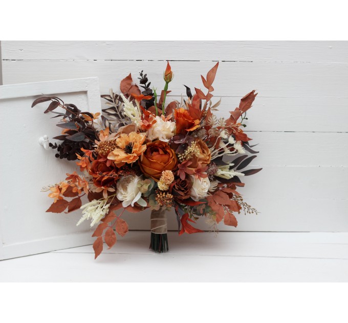 Wedding Bouquets in Orange, Ivory, Rust & Terracotta | Faux Bridal & Bridesmaid Bouquets