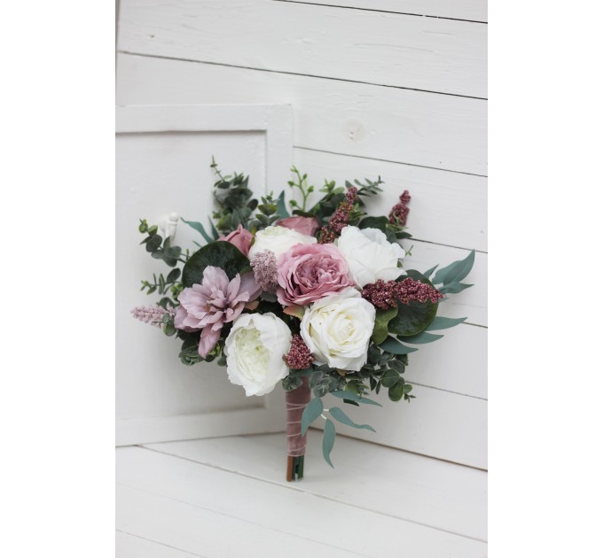 Wedding Bouquets in Lilac, White & Mauve | Faux Bridal & Bridesmaid Bouquets