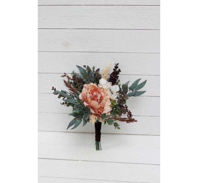 Wedding Bouquets in Orange, Rust, Cinnamon & Peach | Faux Bridal & Bridesmaid Bouquets