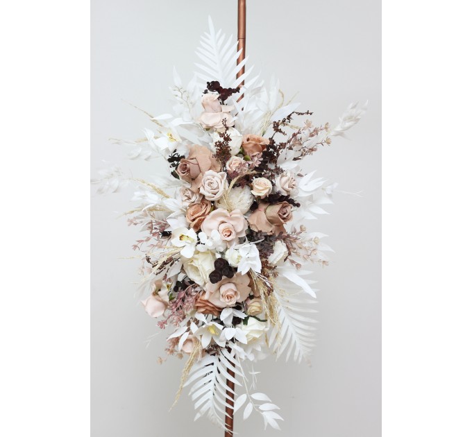 Flower Arch Arrangement in Beige, White & Brown | Faux Floral Archway for Wedding