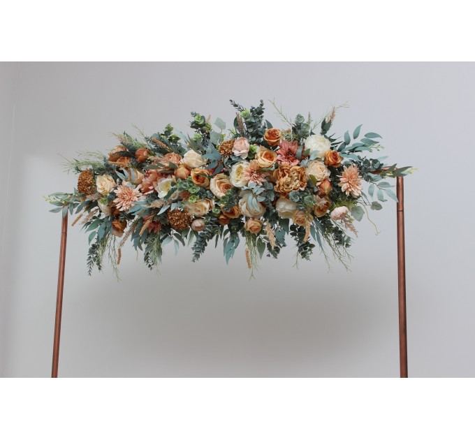 Flower Arch Arrangement in Orange, Rust & Peach | Faux Floral Archway for Wedding