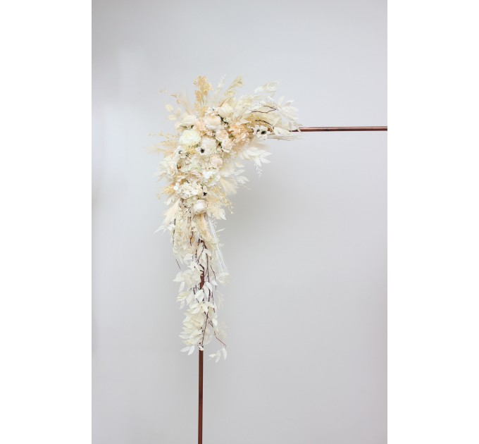 Flower Arch Arrangement in Champagne, Ivory & Cream | Faux Floral Archway for Wedding