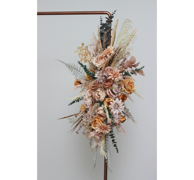 Flower Arch Arrangement in Beige & Pale Orange | Faux Floral Archway for Wedding