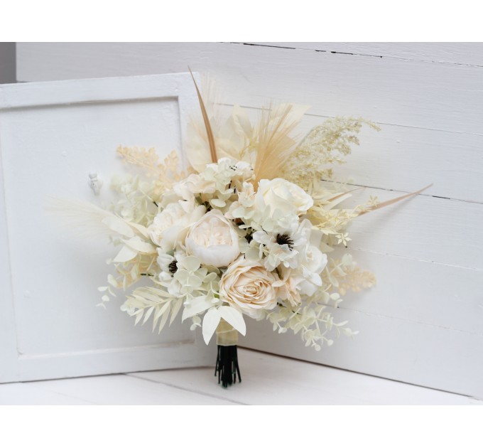 Wedding Bouquets in Champagne, Ivory & Cream | Faux Bridal & Bridesmaid Flowers