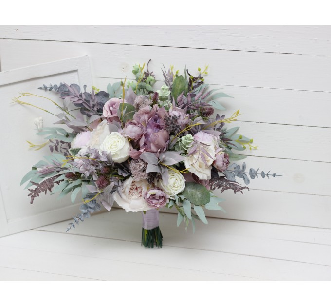 Wedding Bouquets in Lilac & Mauve | Elegant Faux Bridal & Bridesmaid Bouquets