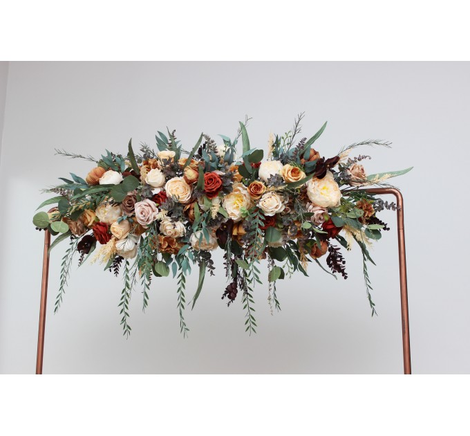 Flower Arch Arrangement in Rust, Brown & Ivory | Faux Arbor Flowers for Wedding Arch