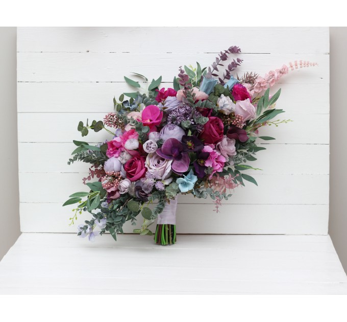 Wedding Bouquets in Jewel-Tone Colors | Cascading Bridal & Bridesmaid Faux Bouquets