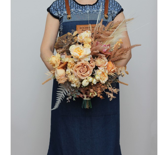 Wedding Bouquets in Orange, Yellow & Terracotta | Faux Bridal & Bridesmaid Bouquets