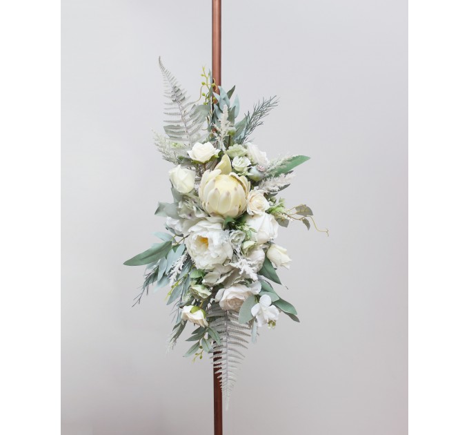 Flower Arch Arrangement in Sage Green & Ivory | Faux Floral Archway for Wedding