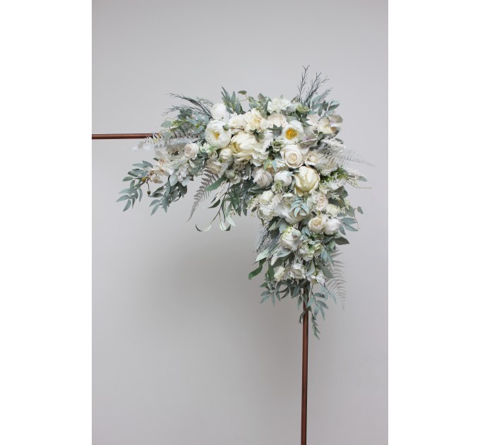 Flower Arch Arrangement in Sage Green & Ivory | Faux Floral Archway for Wedding