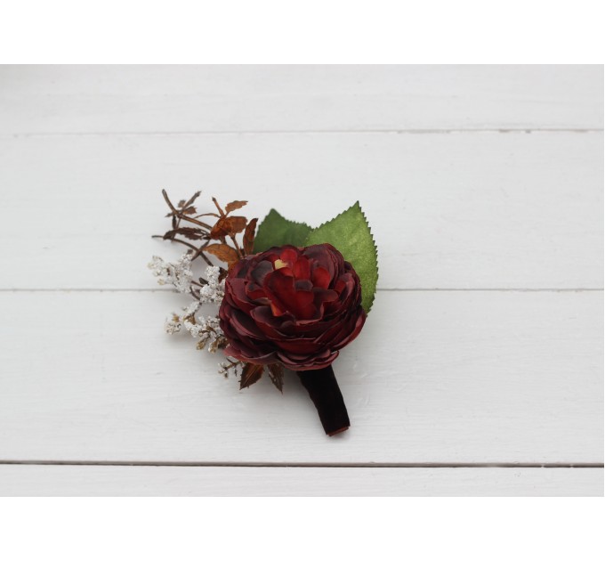 Wedding Boutonnieres & Wrist Corsage in White, Rust & Terracotta | Faux Flower Accessories
