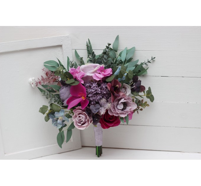 Wedding Bouquets in Jewel-Tone Colors | Cascading Bridal & Bridesmaid Faux Bouquets