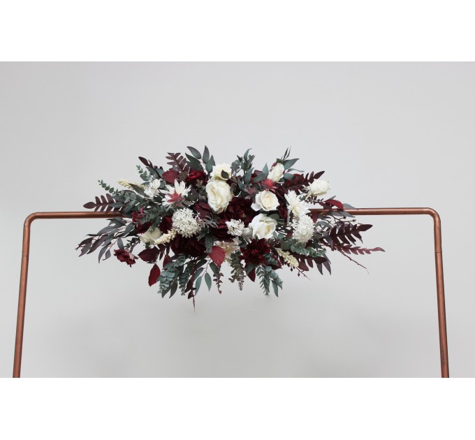 Flower Arch Arrangement in Burgundy & Ivory | Faux Floral Archway for Wedding