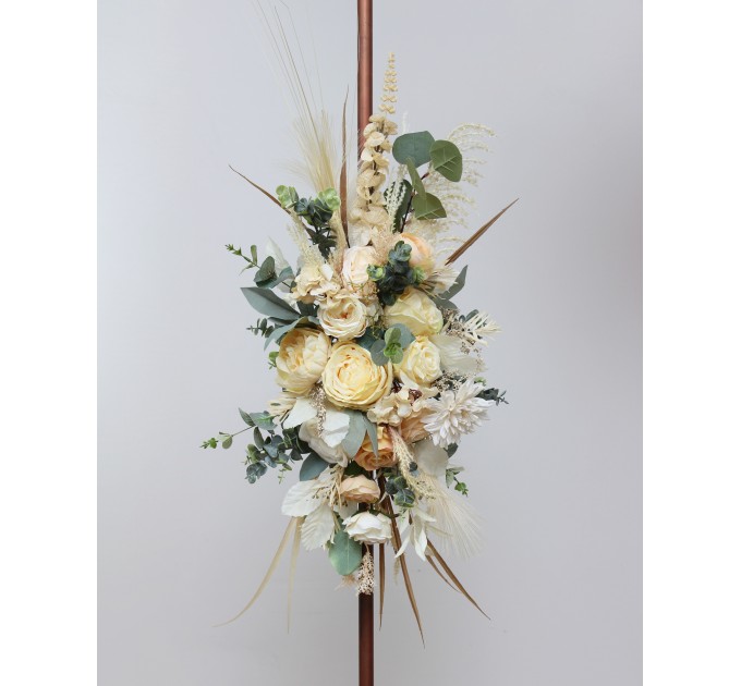 Flower Arch Arrangement in Cream, Ivory & Champagne | Faux Floral Archway for Wedding