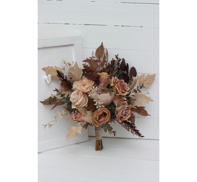 Wedding Bouquets in Cinnamon, Terracotta & Beige | Faux Bridal & Bridesmaid Bouquets