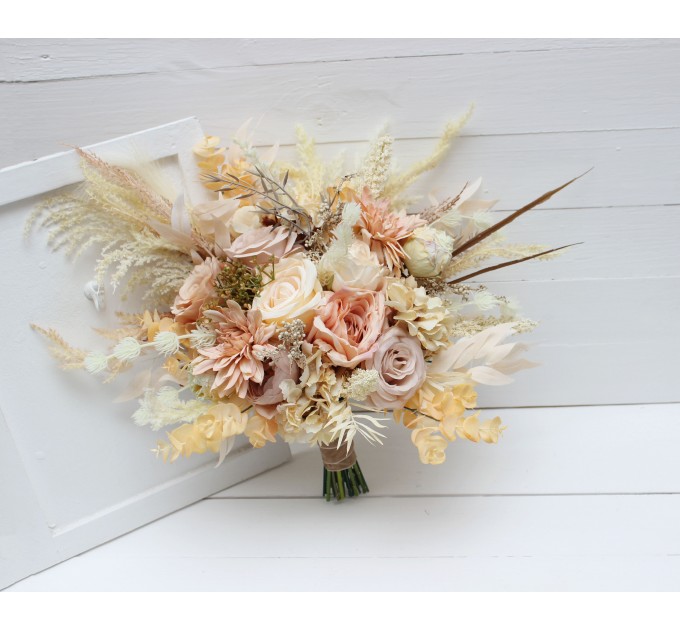Wedding Bouquets in Ivory, Cream & Sand | Faux Bridal & Bridesmaid Bouquets
