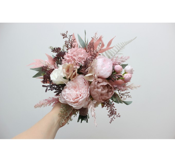Wedding Bouquets in Beige & Blush Pink | Faux Bridal & Bridesmaid Bouquets