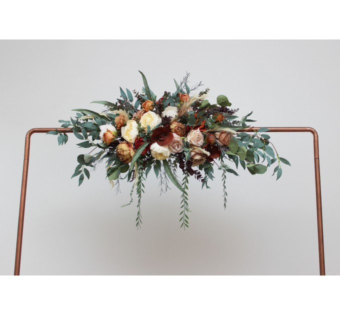 Flower Arch Arrangement in Rust, Brown & Ivory | Faux Arbor Flowers for Wedding Arch