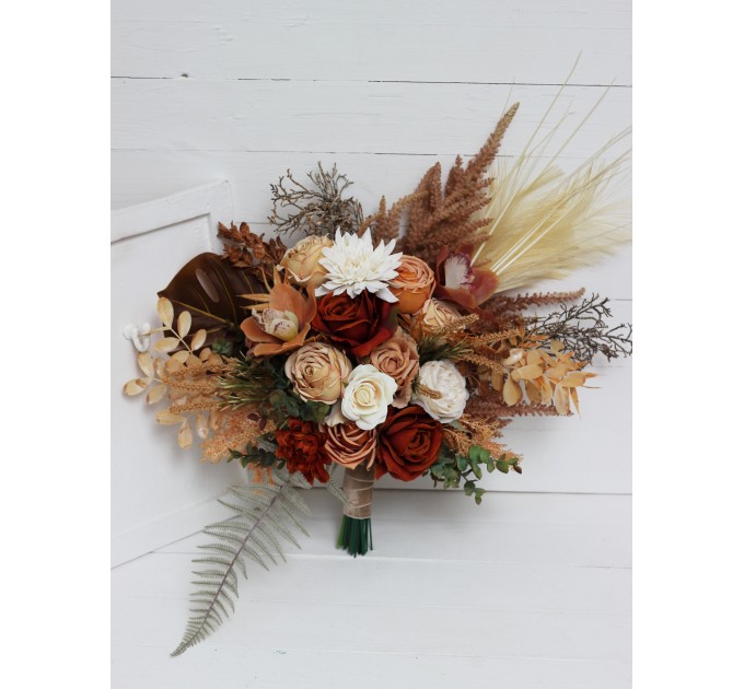 Wedding Bouquets in Orange, Ivory, Rust & Terracotta | Faux Bridal & Bridesmaid Bouquets