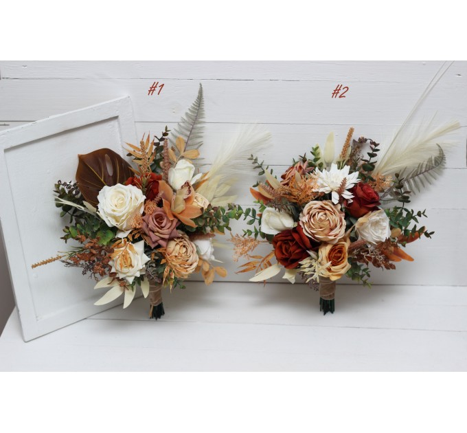 Wedding Bouquets in Orange, Ivory, Rust & Terracotta | Faux Bridal & Bridesmaid Bouquets
